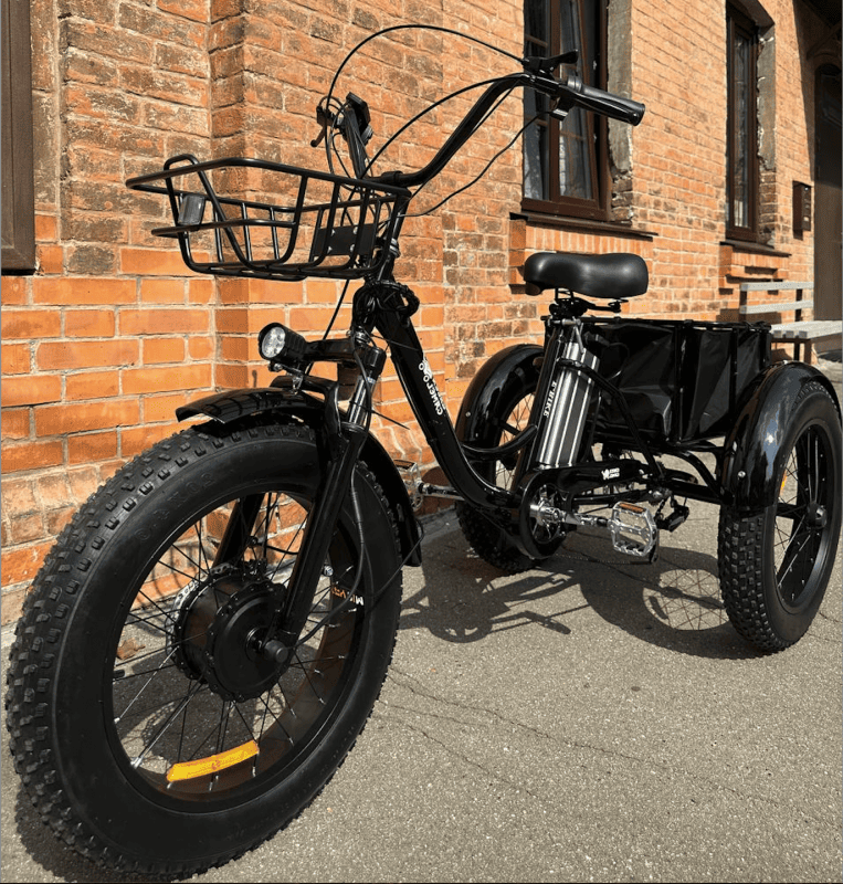 Трехколесный электровелосипед Fat Trike T NEW с передней корзиной Трехколесный электровелосипед Fat Trike T NEW с передней корзиной